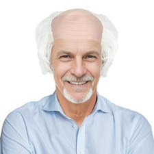OldMan Bald Wig White Cap With Side Hair Grandpa Synthetic Wig Halloween Cosplay