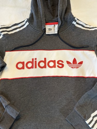 MEN'S ADIDAS ORIGINALS TREFOIL LINEAR PULLOVER HOODIE ~ SIZE MEDIUM #DW5895 - Picture 3 of 11