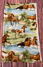Timeless Treasures Horse Fabric WEST-C7156 Running Horses Stream 37" x 44"