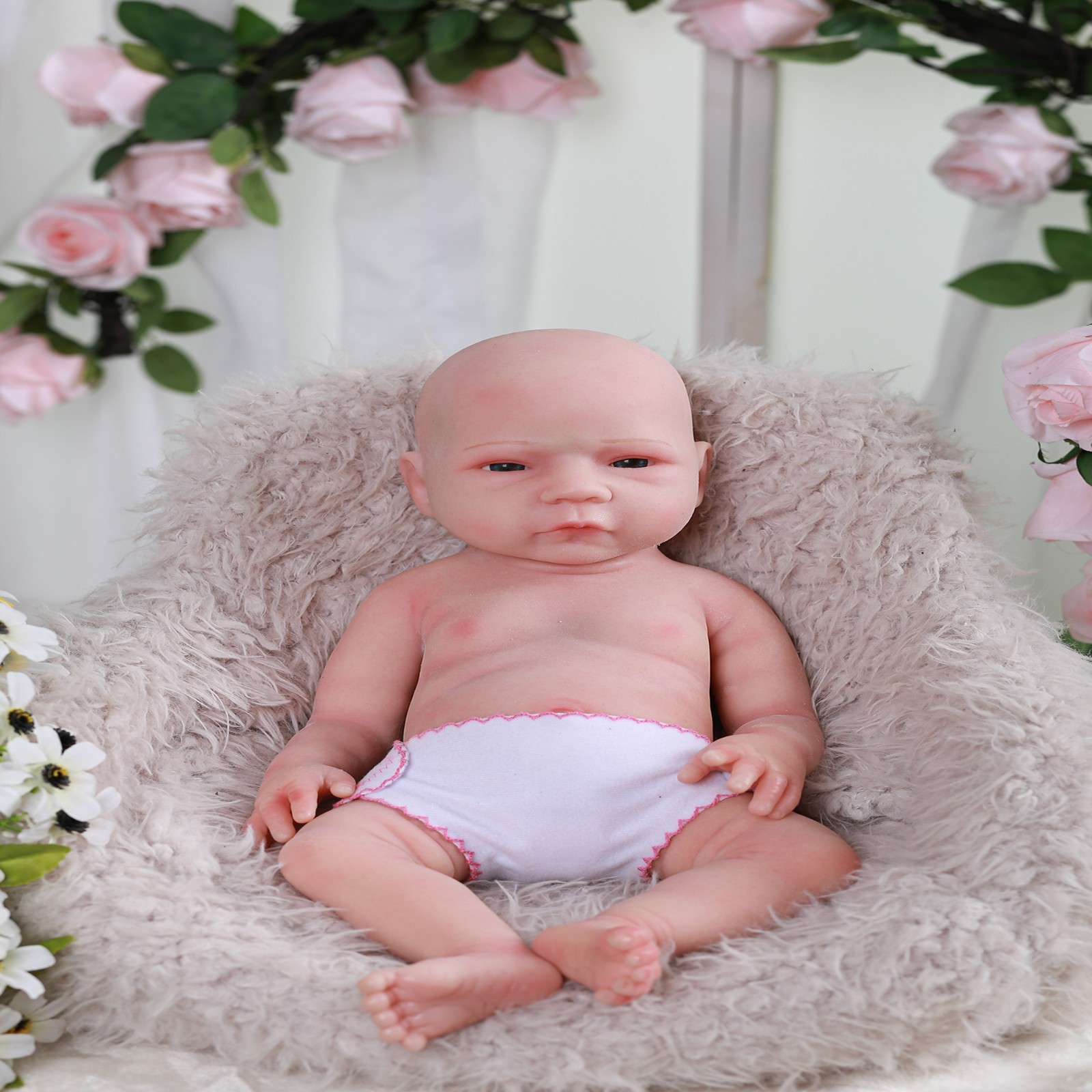 17" Full Body Platinum Silicone Reborn Baby Girl Doll Unpain