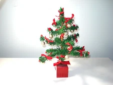 Vintage Antique Goose Feather Christmas Tree 11.5" Mercury Glass Ornaments