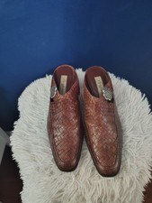 Brighton Women's Size 8 M Brown Leather Weave Mules Clogs Heels