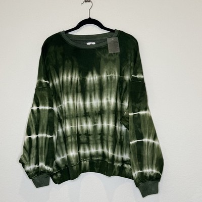 Like Love Brand Green Tie-dye Casual Sweatshirt Women s Sz L Boxy Fit Oversized