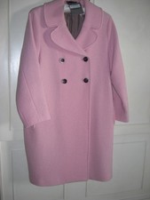 JIGSAW CANDY PINK DOUBLE BREASTED COAT. S.M/L (16). 100% PURE WOOL. OP. £265.