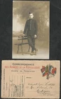 WW1- FRENCH SOLDIER STUDIO PHOTO AND MILITARY CARD 1915