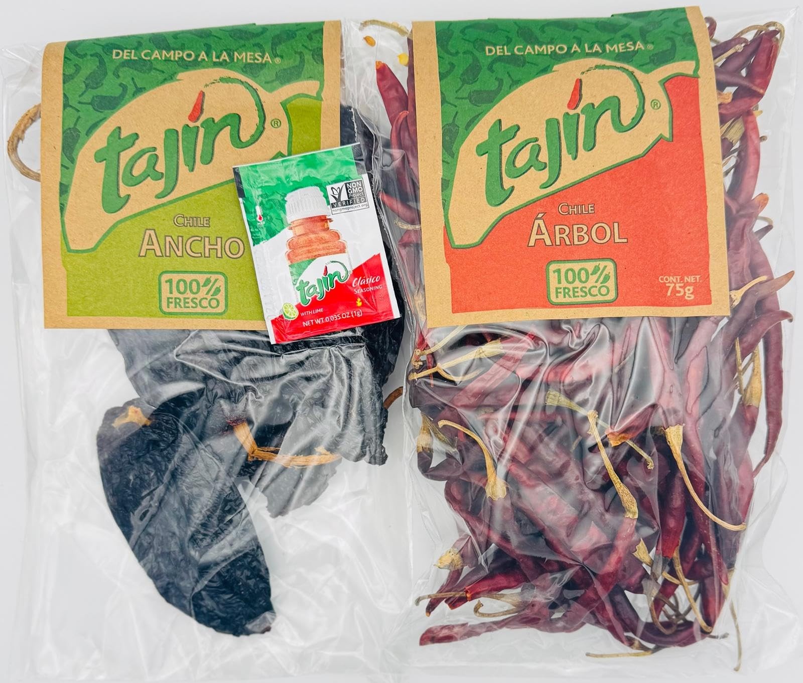 Tajín Chilli Set: 75g Ancho & Arbol Peppers + Free Seasoning Sachet