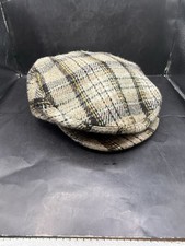 Vintage 100 Wool Newsboy Hat Plaid Made In Ireland 7 1/4 Snap Lid
