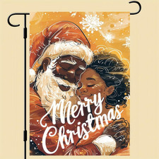 Black Santa Christmas Garden Flag 12X18 Inch Double Sided Merry Christmas Santa