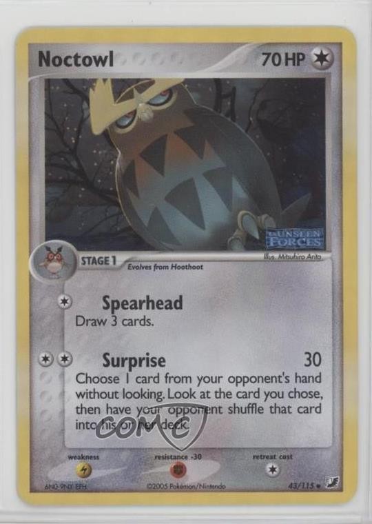 Noctowl Reverse Foil Pokemon EX Unseen Forces #43 2005