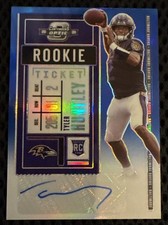 2020 Panini Contenders Optic Tyler Huntley #206 RC Auto - Blue 40/99 Ravens 
