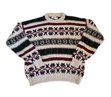 Vintage Cape Isle Knitters Sweater Mens L Cable Knit Fisherman Nautical Preppy