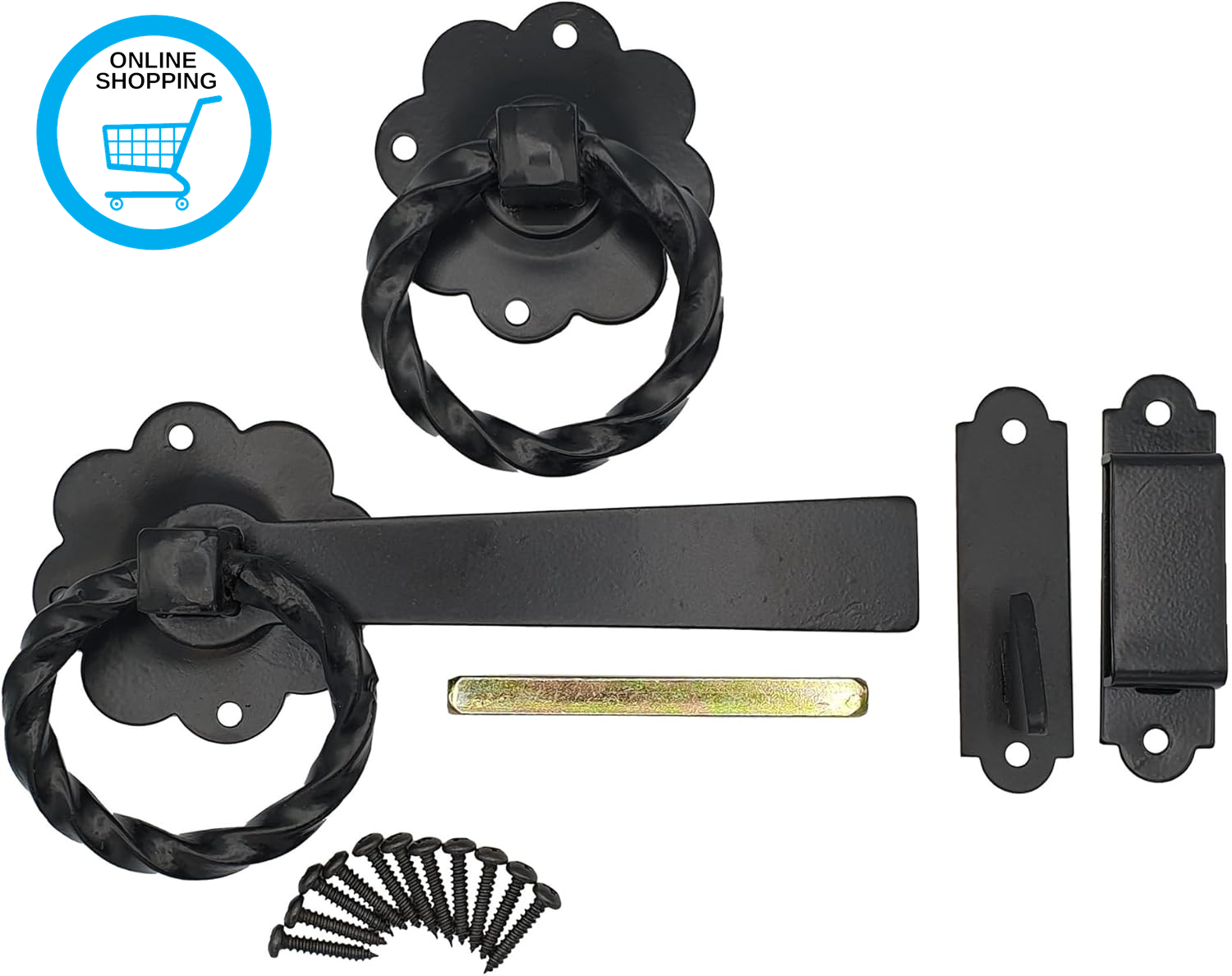 Twisted Ring Gate Latch for Wooden Garden & Shed Doors, Black Catch Set – Powder