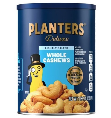Planters Deluxe Lightly Salted Whole Cashews, 18.25 oz Canister
