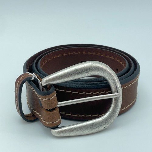 JUSTIN Mens 36 Brown Top Grain Leather Western Cowboy Belt USA Silver Buckle NEW
