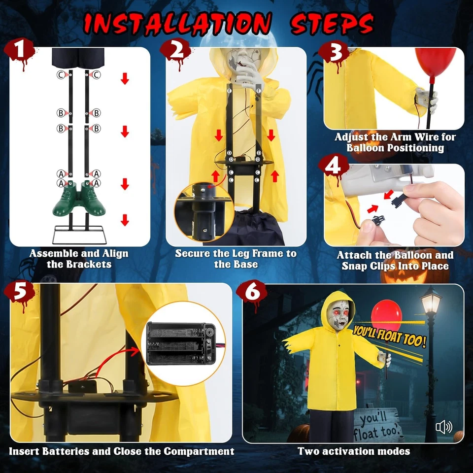 Neu Animatronics Dekorationen 4 Fuß Outdoor gruselig lebensgroß Junge animierte Requisiten mit - Bild 3 von 4