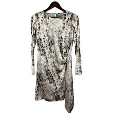 Women’s Halston Small Cream Snakeskin Print Long Sleeve Dress