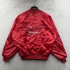 Vintage Chevy The Heartbeat Of America Jacket Men's XL Red Satin Bomber Lined