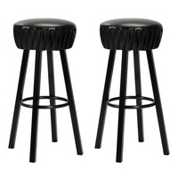 Barhocker 2Er Set Schwarz Kunstleder Mit FußStüTze