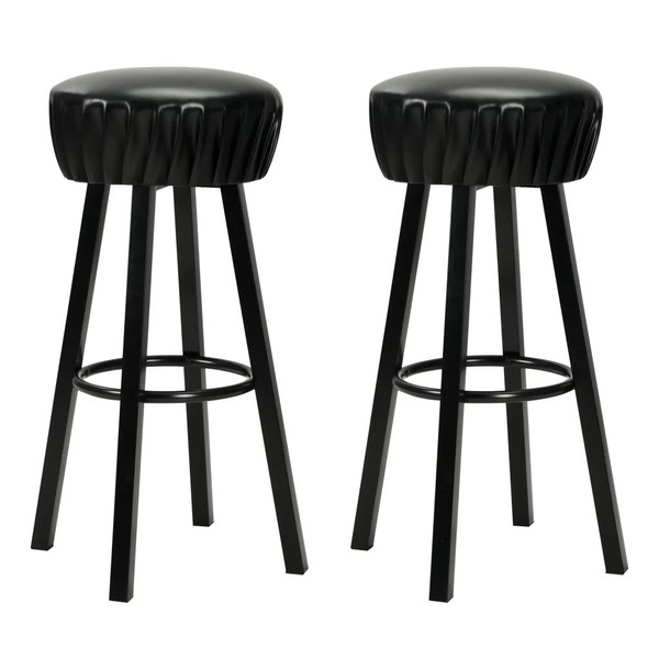 Barhocker 2Er Set Schwarz Kunstleder Mit FußStüTze-image