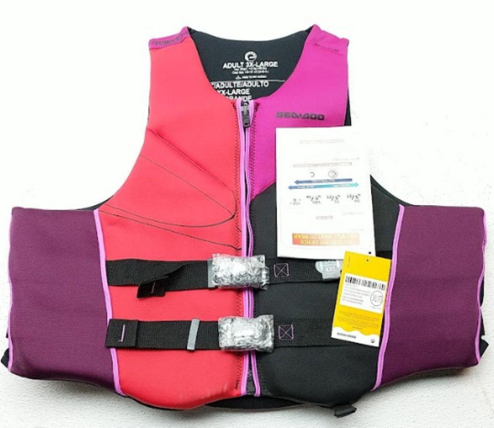 ⭐︎⭐︎⭐︎ NEW Sea-Doo Freedom Stream Adult Life Jacket PFD Purple/Red/Black