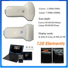 128 Element Color Doppler Wireless Ultrasound Probe Support iOS Android Windows
