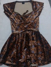 Brown And Purple  Floral Mini Babydoll Dress  With A Touch Of Whimsy