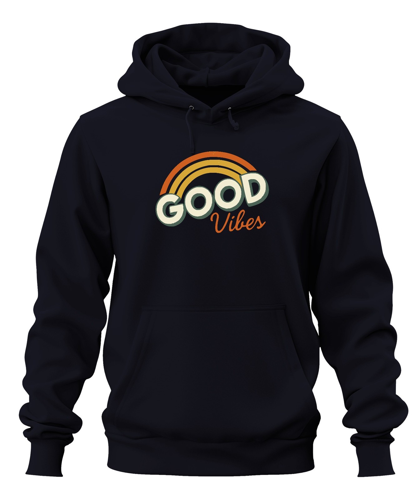 Good Vibes Retro Rainbow Vintage 70s Hippie Boho Summer Unisex Hoodie K