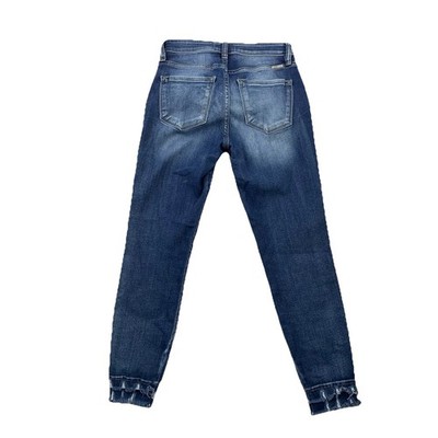 Kancan Double Fringe Hem High Rise Skinny Size 27 Jeans Women Blue Denim 51-30