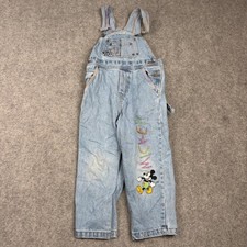 90s Mickey Co Overalls Kids Size 5 Blue Denim Embroidered Mickey Mouse Vintage