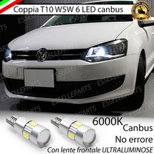 COPPIA LUCI DI POSIZIONE T10 6 LED VOLKSWAGEN POLO 6R FINO AL 2013 CANBUS 6000K