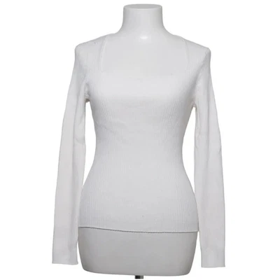 H&M, pull en tricot, taille : M, blanc, polyamide/polyester/viscose, rayures ... - Photo 1/4