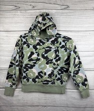 Adidas Girls Loose Fit Camouflage Pullover Hoodie Green M 10/12