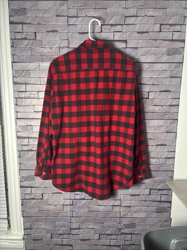 Vintage 70s Men’s Woolrich Red Black Plaid Button Shirt Large - Picture 4 of 6