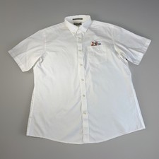 Vintage Eddie Bauer Mens Large Wrinkle Resistant Relaxed Fit Dress Shirt White