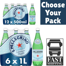 San Pellegrino Bottled Sparkling Natural Mineral Water Vegan 12x500ml/6 x 1L UK