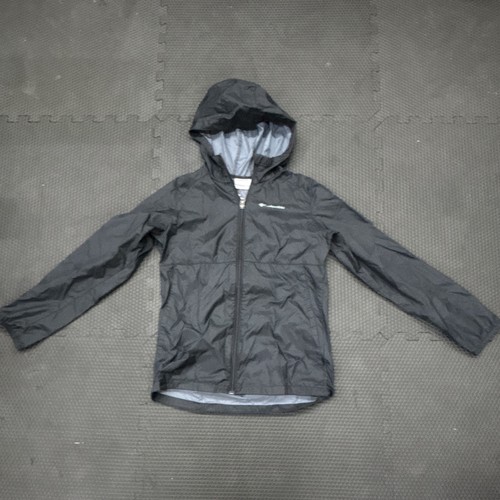 Columbia Unisex Kids L Black Hooded Full Zip Nylon Windbreaker Jacket
