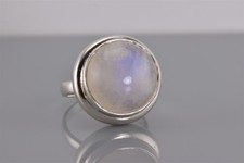 Sterling Silver 19mm Round Moonstone Statement Band Ring 12g 925 Sz: 7