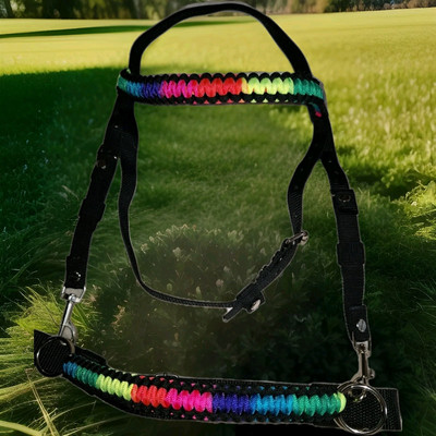 Maßgefertigte gebisslose Trense. Pony Größe Regenbogen (jede Größe/Farben hergestellt)
