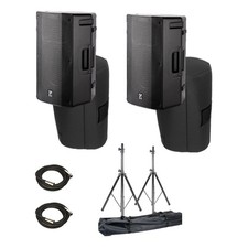 Pair of 2x Yorkville YXL12P Powered BT Speakers Covers XLR Cables Stands