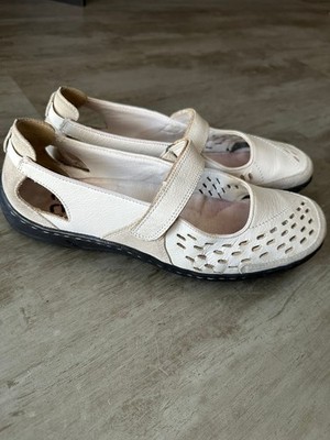 Rieker Antistress Damen Schuhe Gr. 41 Creme/Beige Leder Riemchen Ballerina