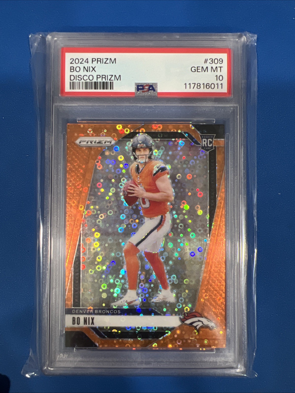 💎 2024 Panini Prizm Bo Nix Orange Disco #309 COLOR MATCH Rookie PSA 10 GEM Mint