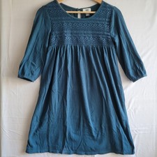 Old Navy Dress Girls XL 14 Empire Waist Swing Lace Bodice Greenish Blue