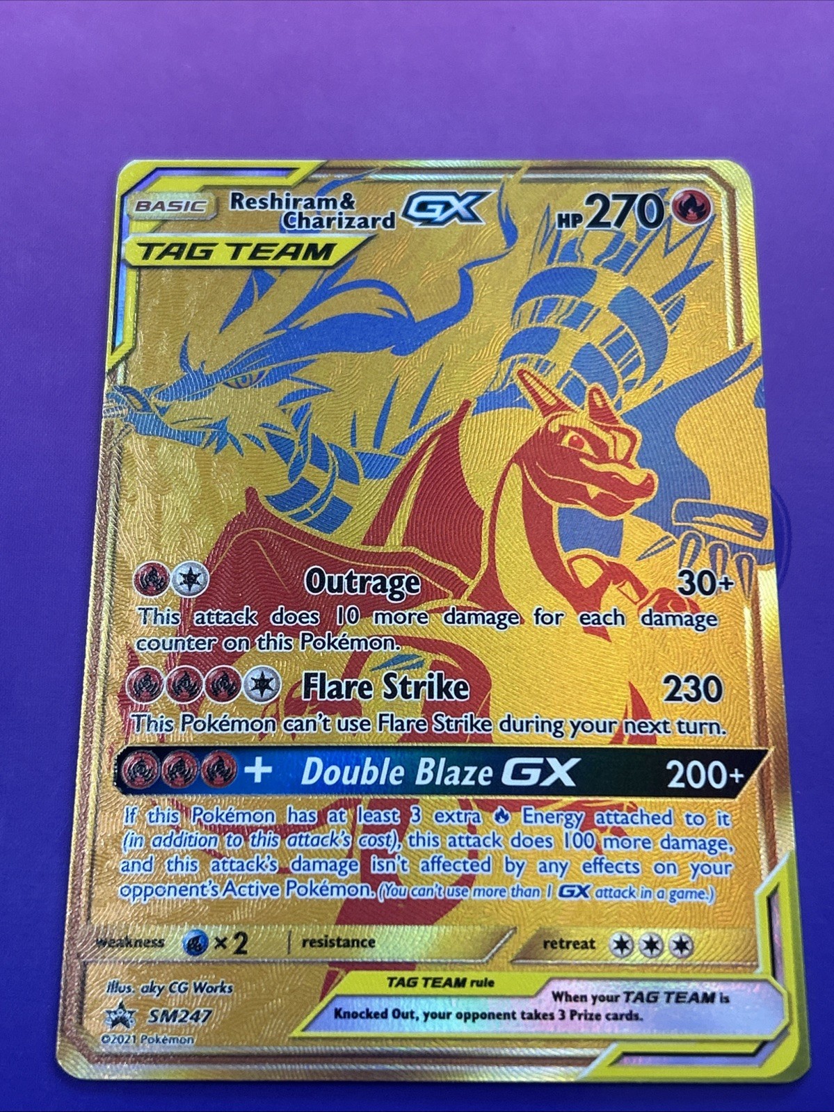 Reshiram & Charizard GX SM247 Full Art Black Star Promo Holo Pokemon Card