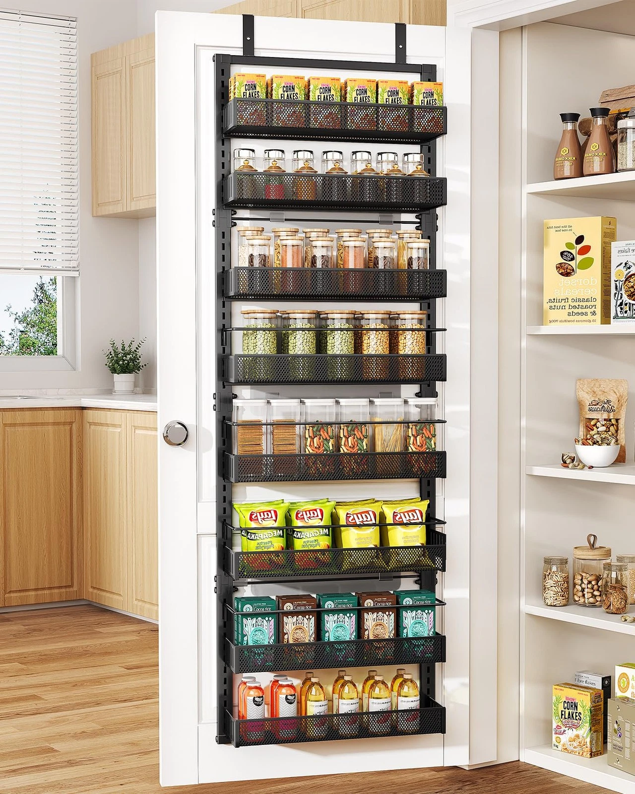 8 Tiers Over the Door Organizer - Height Adjustable Pantry Organizers and Sto...