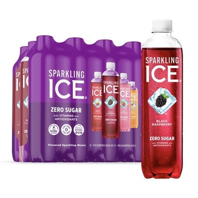 Sparkling Ice Purple Variety Pack, Flavored 17 Fl Oz (Pack of 12), black