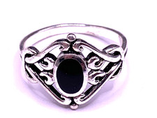Vintage Sterling Silver black Onyx ring size 9 CW mark