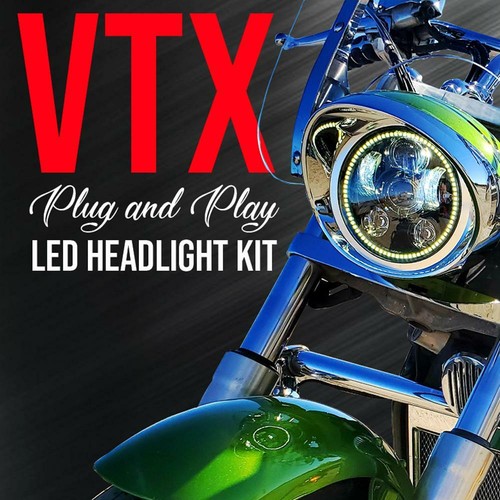 Faro LED de proyección negro Eagle Lights Honda VTX 1800 1300 con anillo halo - Imagen 2 de 12