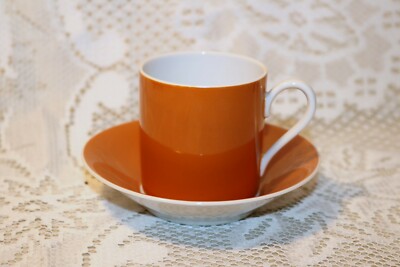 Royal Bayreuth Germany Demitasse Tan White 2 3/8''h Cup & 4 1/2'' Saucer