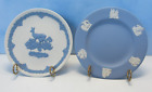 Lot Of 2 Wedgwood Blue/White 6.5" Jasperware Plates ~ Classic + Mother, 1979