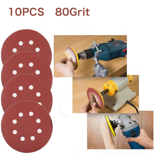 10pcs Set Parts 9 Inch 10 Hole 80Grit Sanding Discs Sandpaper For